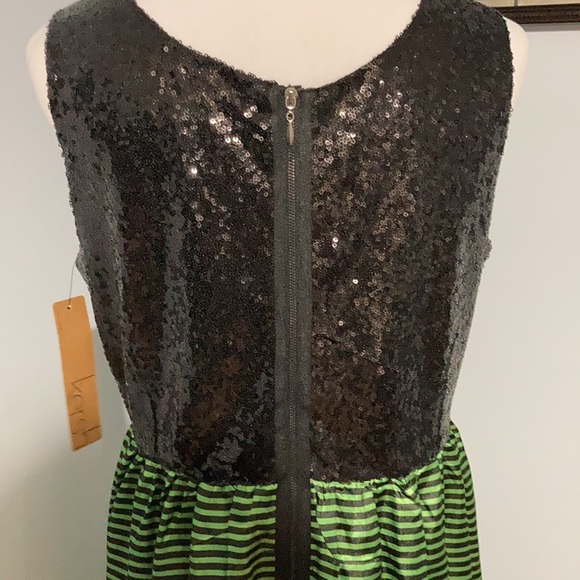 NWT Kersh by ModCloth Black & Green Sequin Striped Formal Cocktail Dress Large - Picture 6 of 15